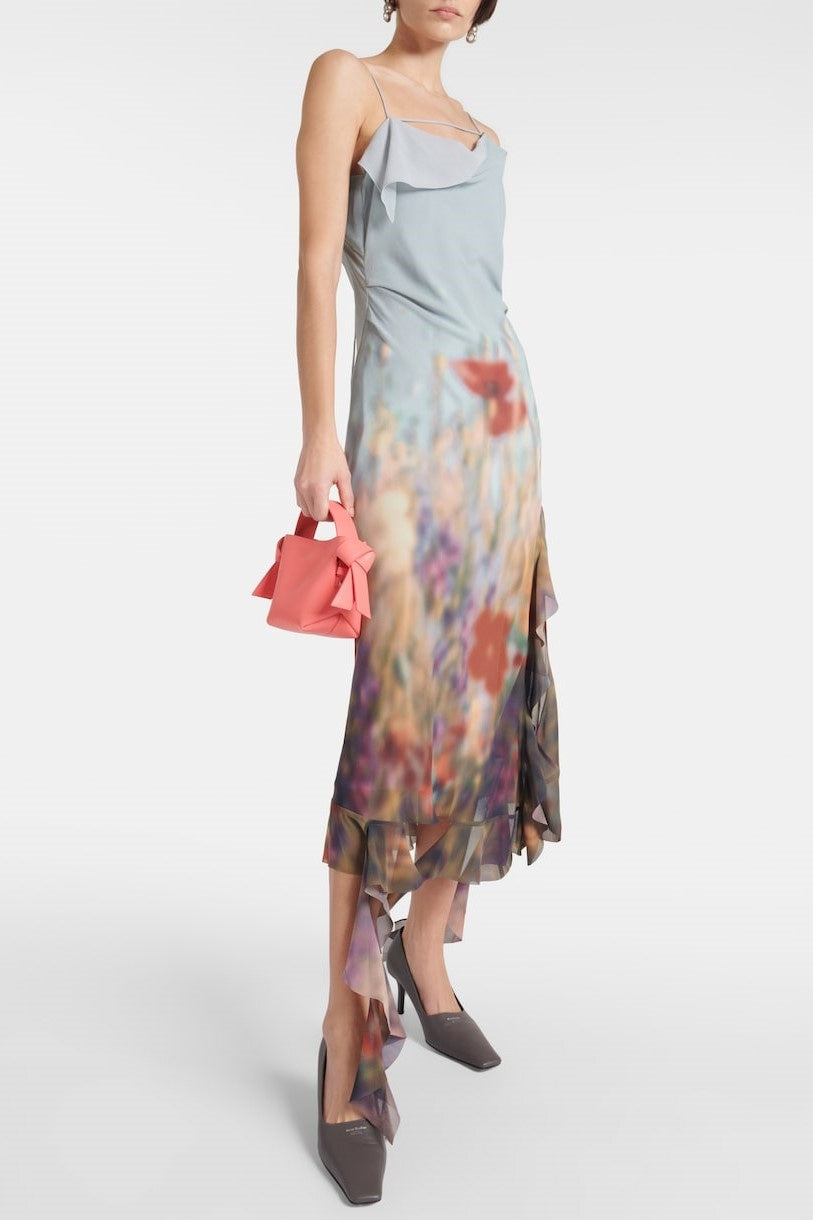 Flowering Girl Women Kenzia Printed Asymmetric Ruffle Midi Dress