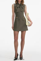 rachel green bow Twill Mini Dress