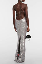 Flowering Girl Women Kiara Floral Sequin Backless Maxi Dress