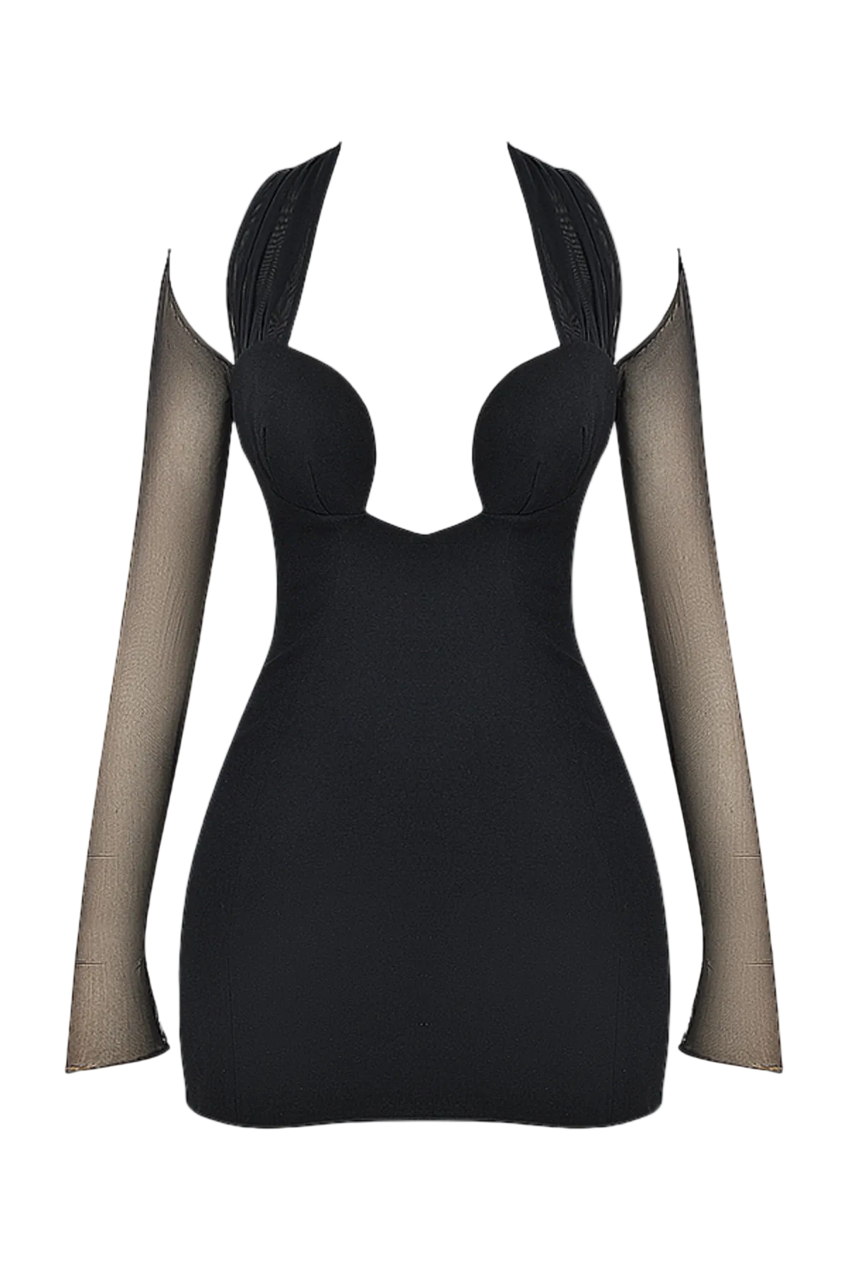 Kieran Halter Plunge Mesh Mini Dress