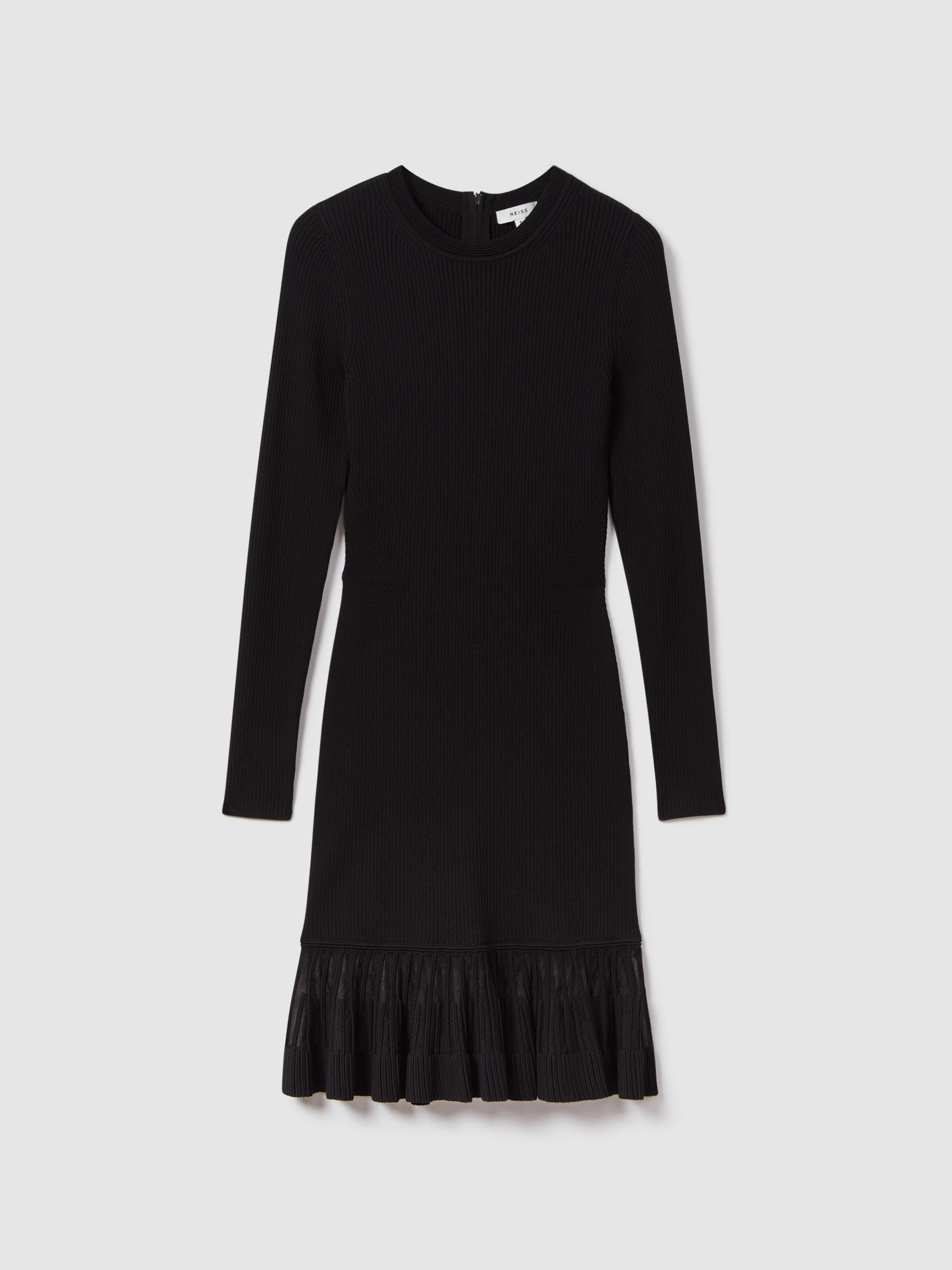 Flowering Girl Women Knitted Sheer Flared Mini Dress In Black