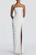 Flowering Girl Women Korinna Strapless Corset Draped Maxi Dress - White