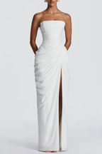 Flowering Girl Women Korinna Strapless Corset Draped Maxi Dress - White