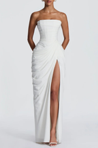 Flowering Girl Women Korinna Strapless Corset Draped Maxi Dress - White