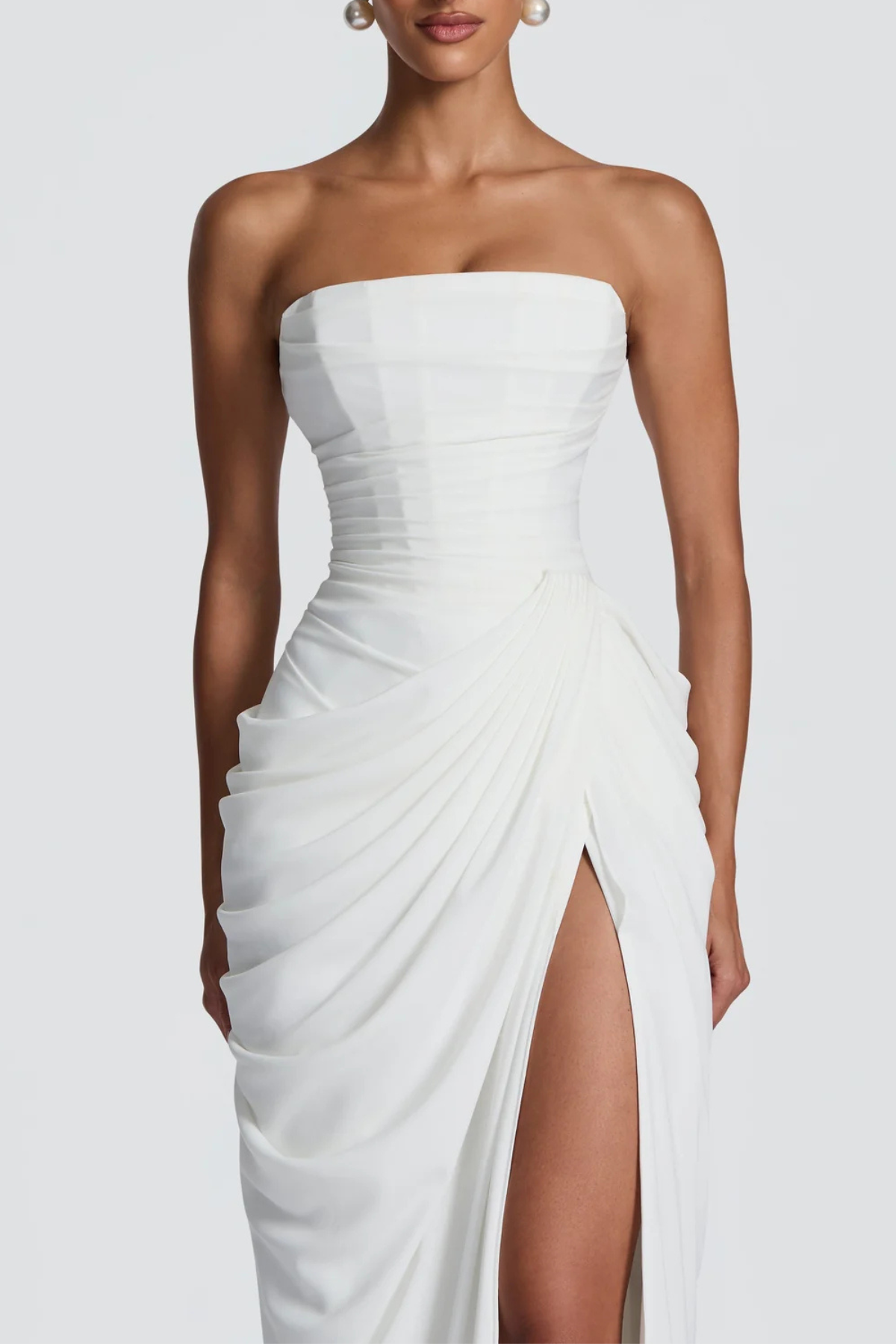 Flowering Girl Women Korinna Strapless Corset Draped Maxi Dress - White