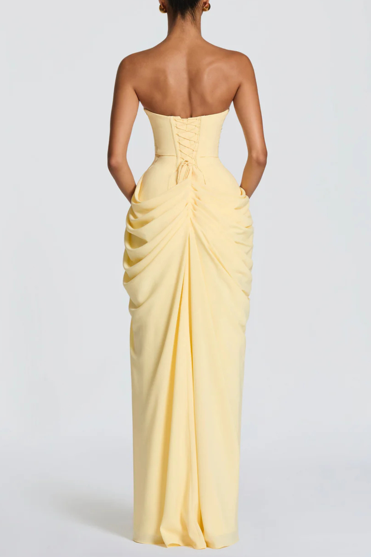 Flowering Girl Women Korinna Strapless Corset Draped Maxi Dress - Yellow