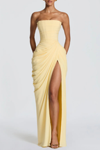 Flowering Girl Women Korinna Strapless Corset Draped Maxi Dress - Yellow