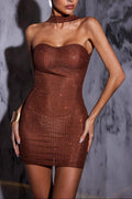 Flowering Girl Women Kyrie Backless Crystal Mini Dress In Brown