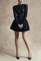 Giana Long Sleeve Crochet Mini Dress