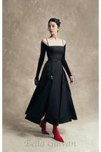 Flowering Girl Women PHANTOM Fringed Midi Dress in black