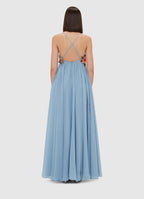 joanne Appliqué Floral Maxi Dress in Powder Blue