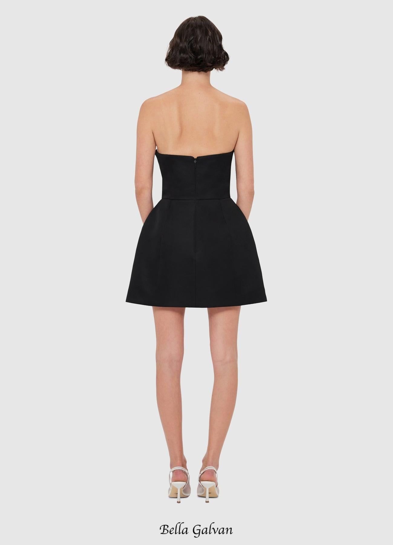 Rosario Appliqué Floral Bustier Mini Dress in black