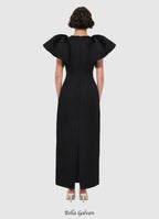 Lucinda Appliqué Floral Maxi Dress in black