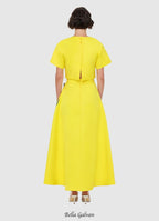 Indie Appliqué Sleeve Iris Print set in Yellow