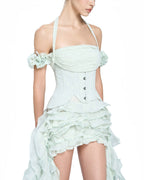 Baha Ruch Ruffle Fringe Mini Dress In Mint Green