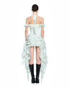 Baha Ruch Ruffle Fringe Mini Dress In Mint Green