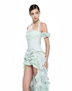 Baha Ruch Ruffle Fringe Mini Dress In Mint Green