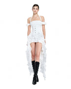 Baha Ruch Ruffle Fringe Mini Dress In White
