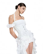 Baha Ruch Ruffle Fringe Mini Dress In White