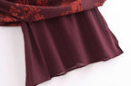 Flowering Girl Women floral print bowknot strap midi dress in burgundy
