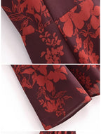 Flowering Girl Women floral print bowknot strap midi dress in burgundy