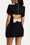 Flowering Girl Women Cutout Bowknot Mini Dress In Black