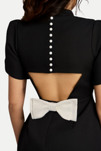 Flowering Girl Women Cutout Bowknot Mini Dress In Black