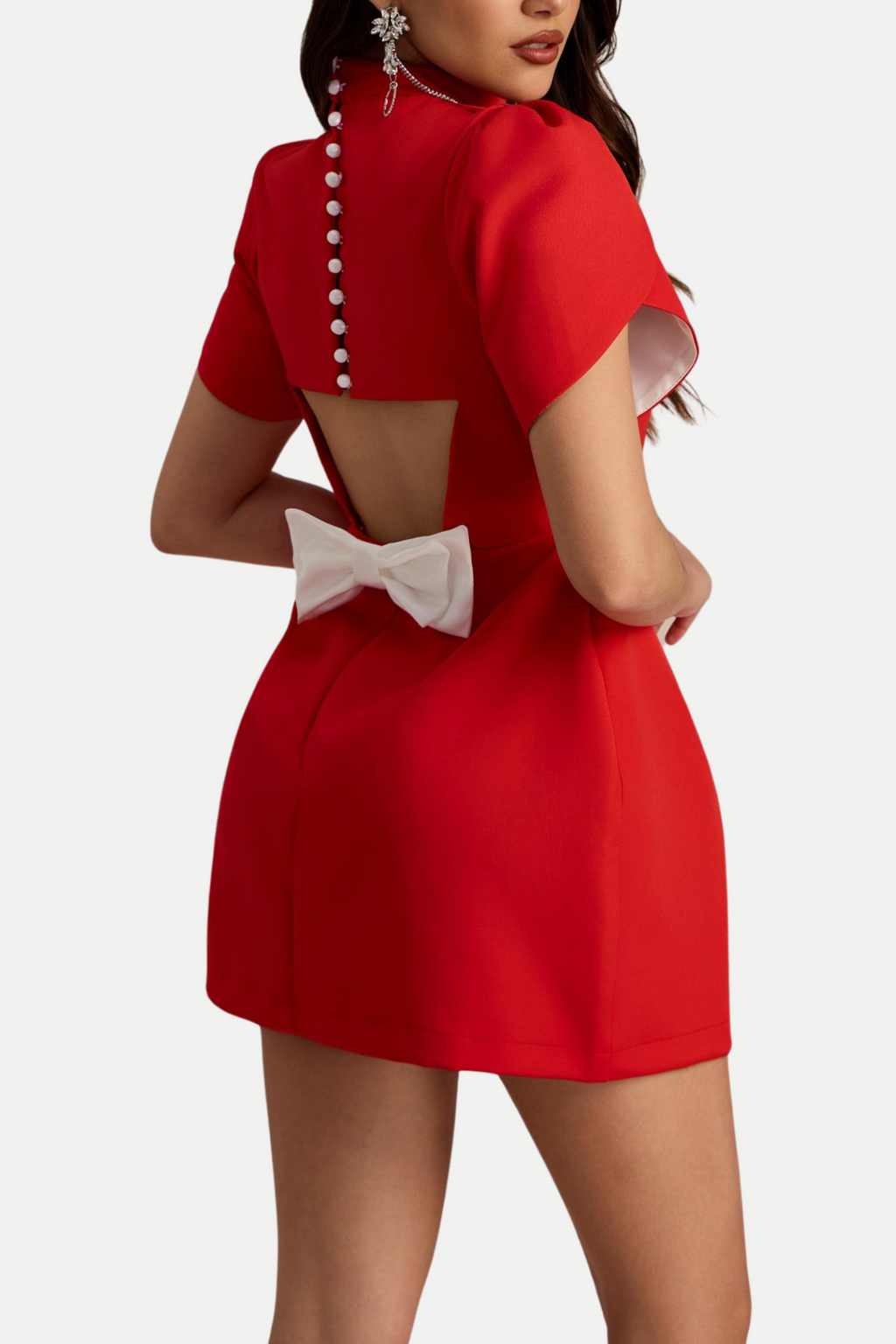 Flowering Girl Women Cutout Bowknot Mini Dress In Red