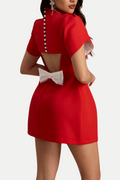 Flowering Girl Women Cutout Bowknot Mini Dress In Red