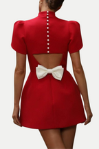 Flowering Girl Women Cutout Bowknot Mini Dress In Red