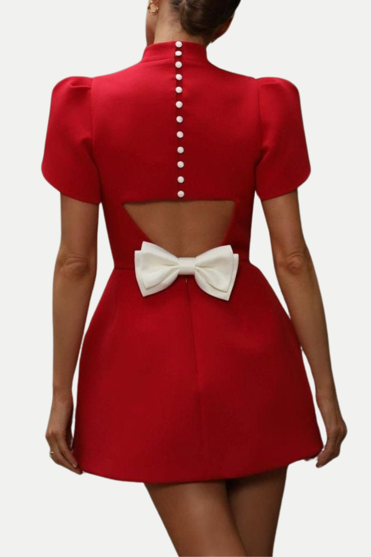 Flowering Girl Women Cutout Bowknot Mini Dress In Red