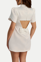 Flowering Girl Women Cutout Bowknot Mini Dress In White