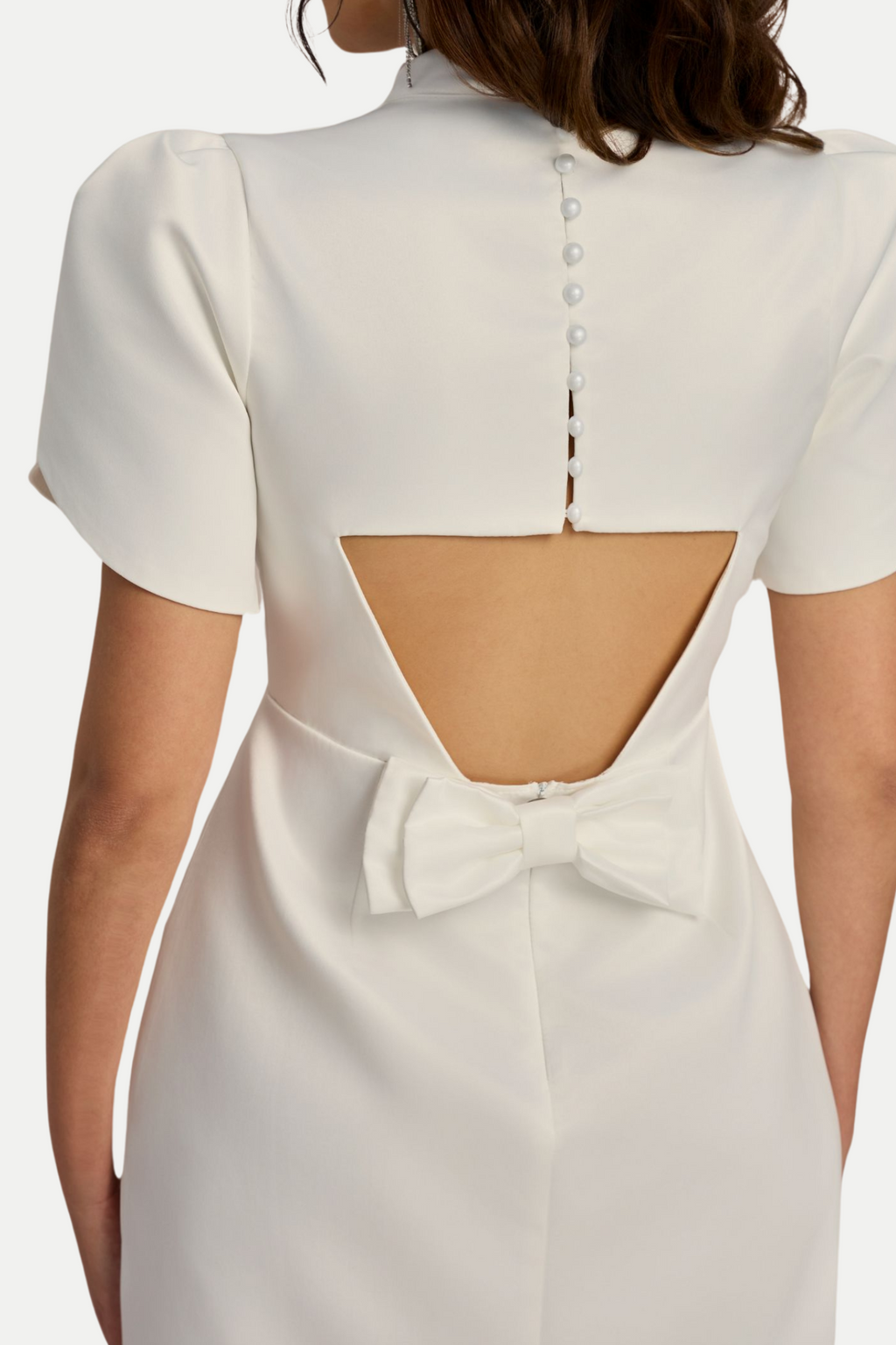 Flowering Girl Women Cutout Bowknot Mini Dress In White