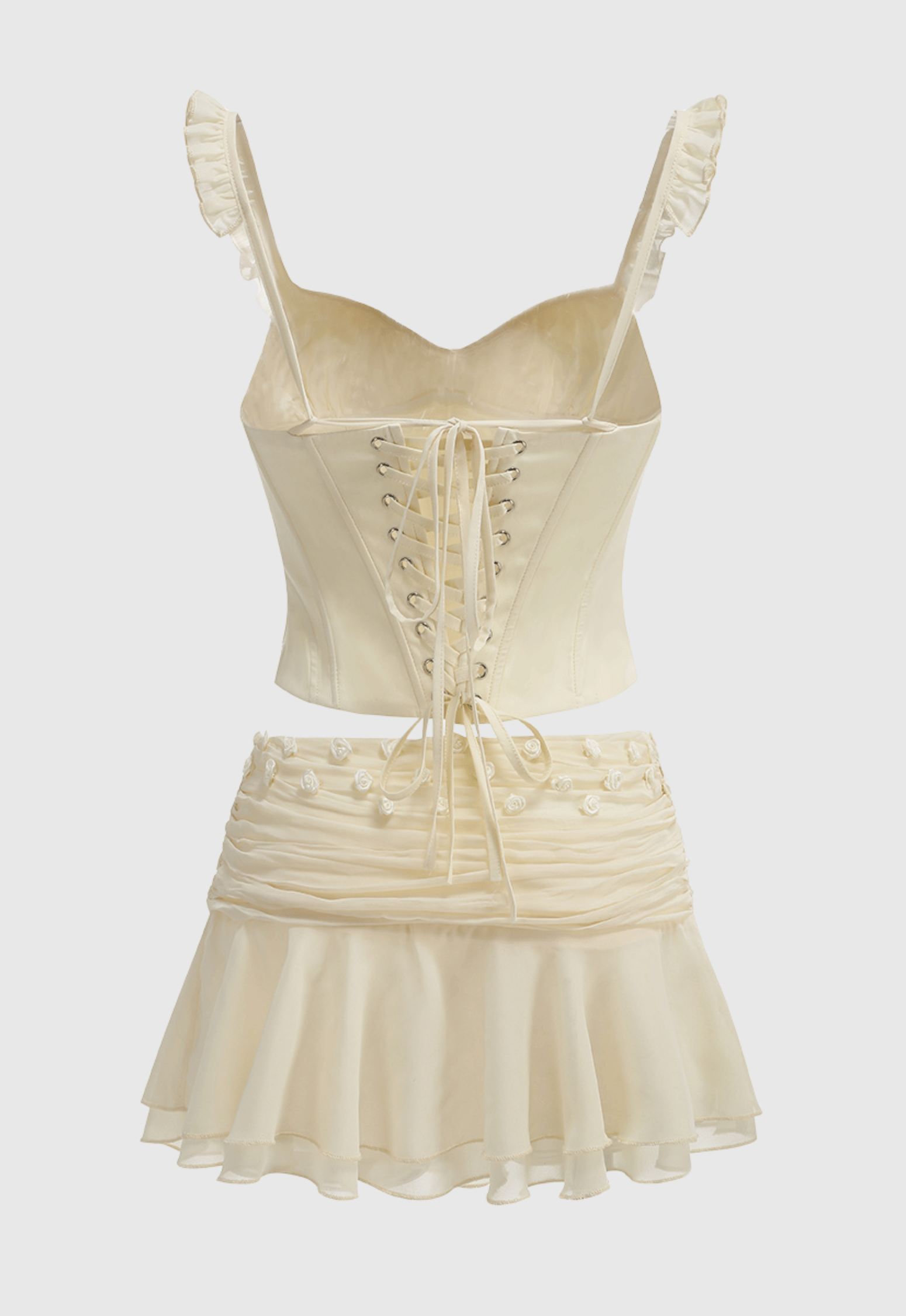 amelia Corset Lace Up Ruffle Skirt Set