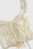 Flowering Girl Women Lagina Corset Lace Up Ruffle Skirt Set