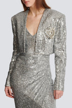 Flowering Girl Women Sequin strap midi dress in silver
