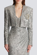 Flowering Girl Women Laiki Diamante Sequin Cropped Blazer