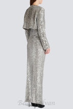Flowering Girl Women Sequin Cropped Blazer in silver