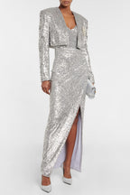 Flowering Girl Women Laiki Sequin Slit Maxi Dress