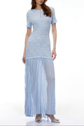 pandora Embellished Pleated Maxi Dress - blue