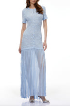 pandora Embellished Pleated Maxi Dress - blue