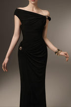 Deline Sheath Gathered Spandex Ankle Length Dress