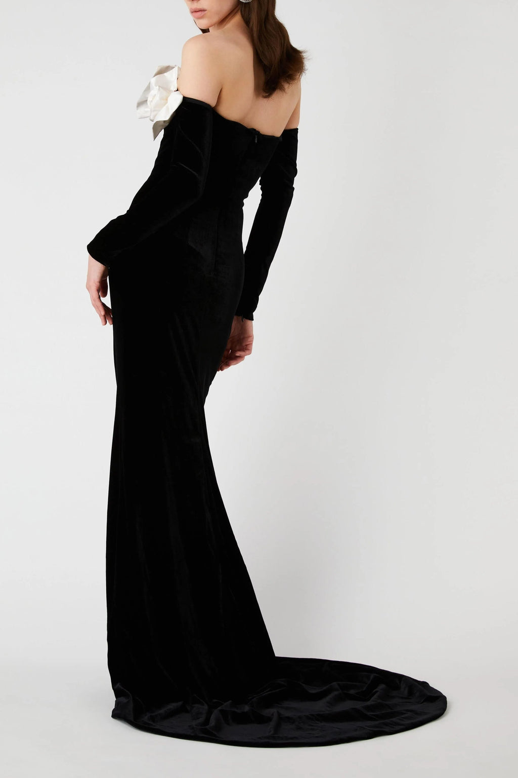 Flowering Girl Women Lara Bowtie Off-Shoulder Velvet Maxi Dress