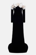 Flowering Girl Women Lara Bowtie Off-Shoulder Velvet Maxi Dress
