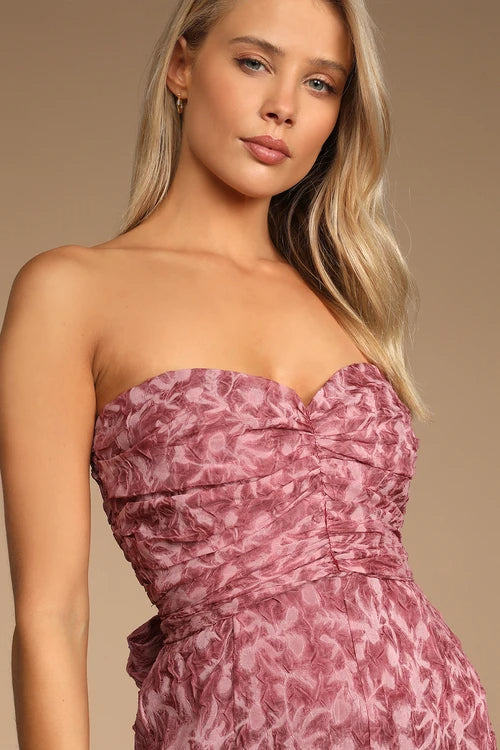 Flowering Girl Women Organza Ruched Strapless Wide-Leg Jumpsuit