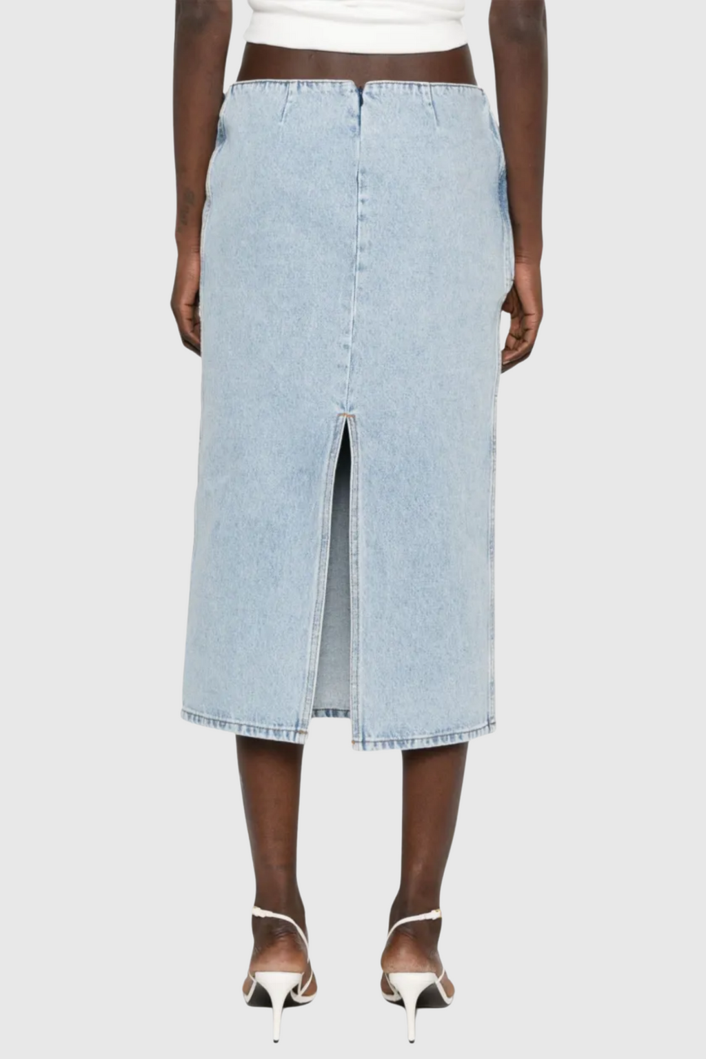 Flowering Girl Women xaviera Floral Appliqué Denim Midi Skirt
