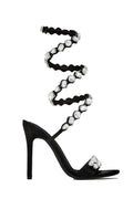 Flowering Girl Women Laura Diamond Ankle Strap Stiletto Sandals - Black