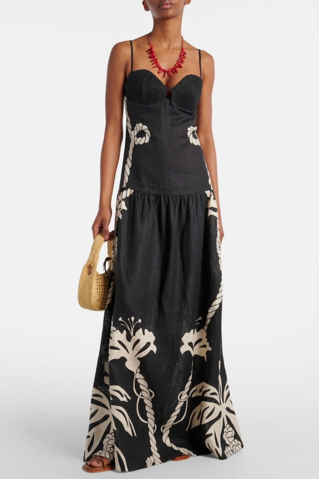 Flowering Girl Women Lawerey Print Linen Maxi Dress