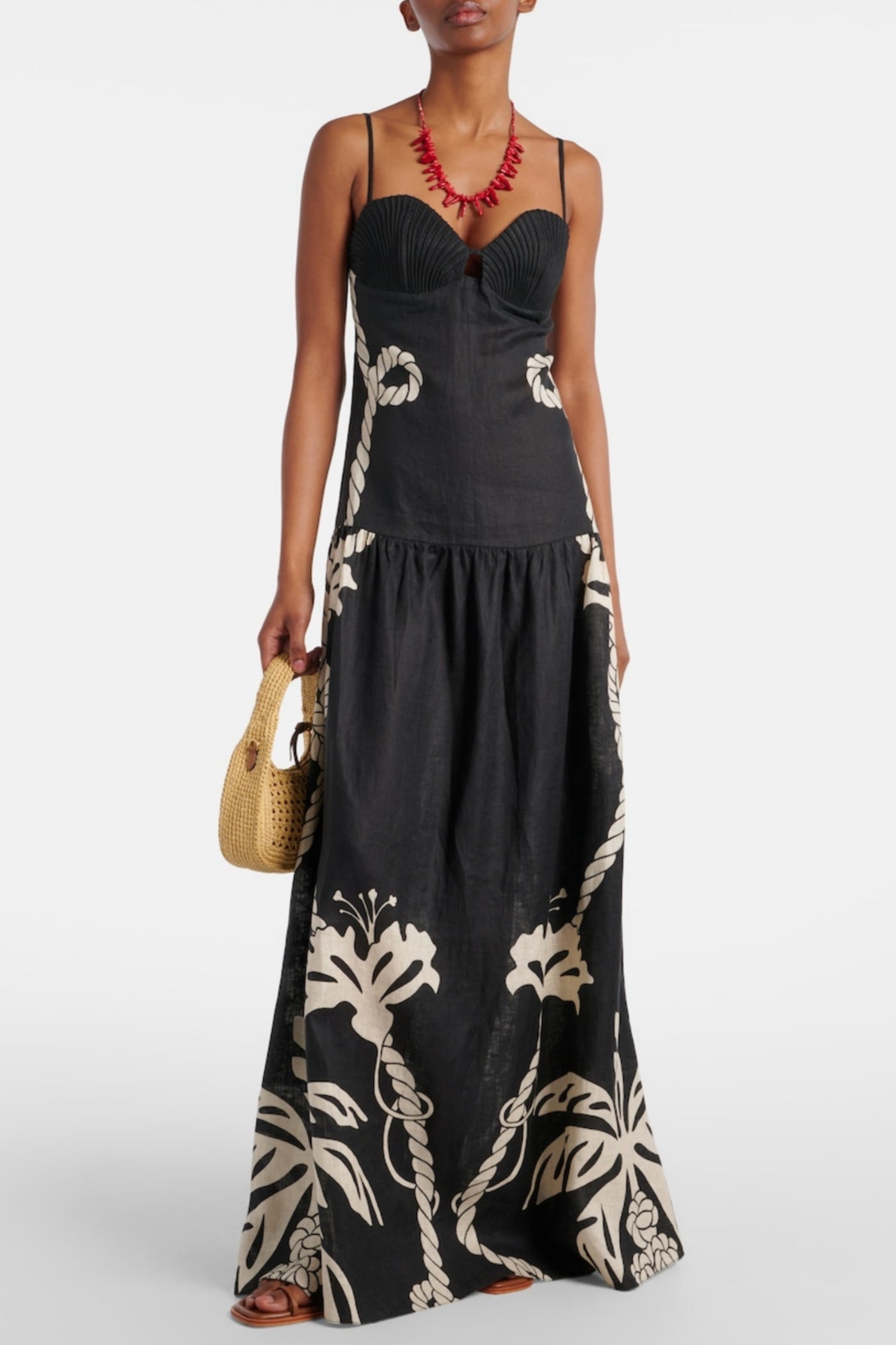 Flowering Girl Women Lawerey Print Linen Maxi Dress