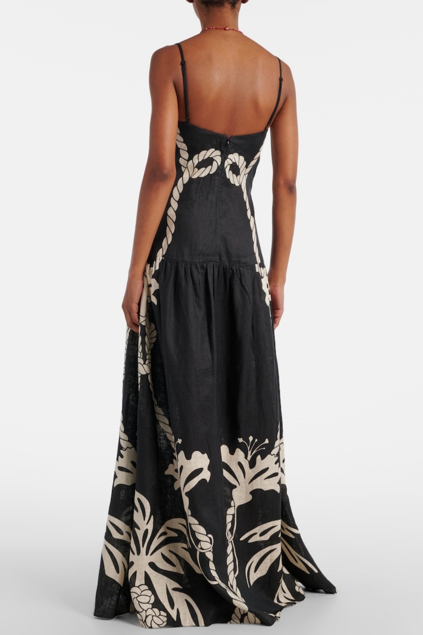 Flowering Girl Women Lawerey Print Linen Maxi Dress